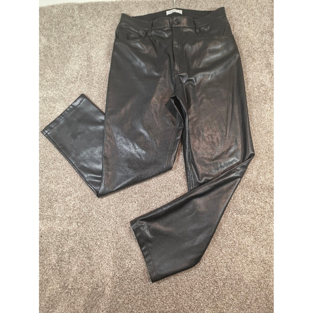 Abercrombie & Fitch The 90s Straight Ultra High Rise Vegan Leather Pants Black